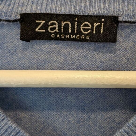 Zanieri Made in Italy 100% Cashmere Blue V-Neck Men's Sweater Size XL - Picture 6 of 6